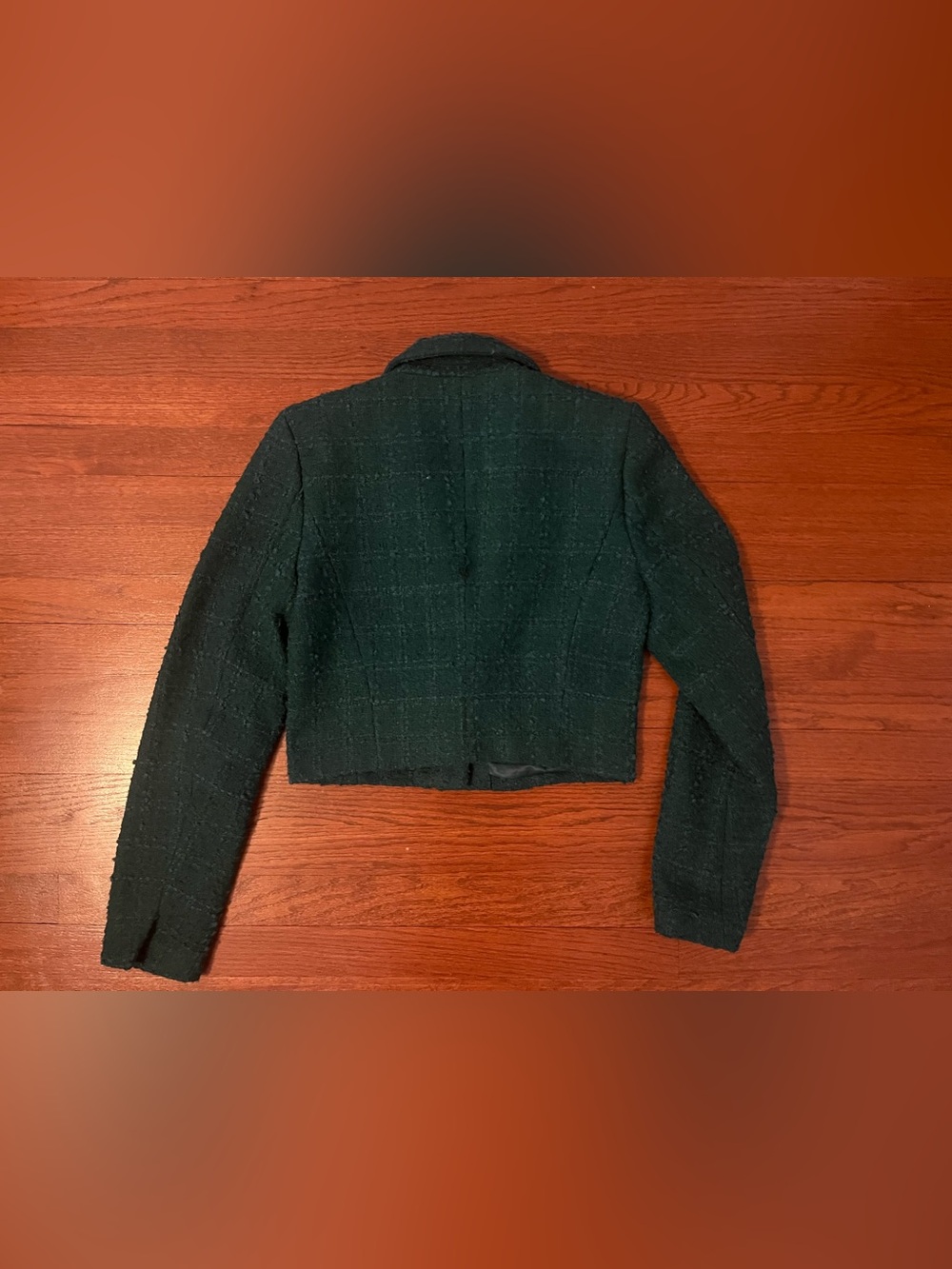 Abercrombie & Fitch Forest Green Tweed Cropped Blazer - Picture 4 of 7